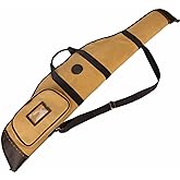 TOURBON Canvas Leather Rifle Bag 46 inch with Pocket, Soft Gun Case for 52" Shotgun with Adjustable Shoulder Strap, Padded Lining