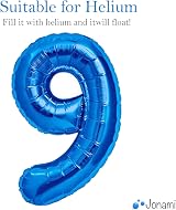 Jonami Balloon 9 Blue XXL 40” Foil Balloon Helium Birthday Decoration view 3