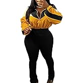 PUXOBYKU Women's 2 Piece Tracksuit Fall 2025 Long Sleeve Zip Up Jacket Flared Leggings Outfits Jogger Sweatsuit Sets