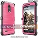 COVRWARE Iron Tank case Compatible with LG Stylo 3 / Stylo 3 Plus with Built-in Screen Protector Heavy Duty Full-Body Rugged Holster Armor Cover Brushed Metal Texture Design Belt Clip Kickstand, Pink