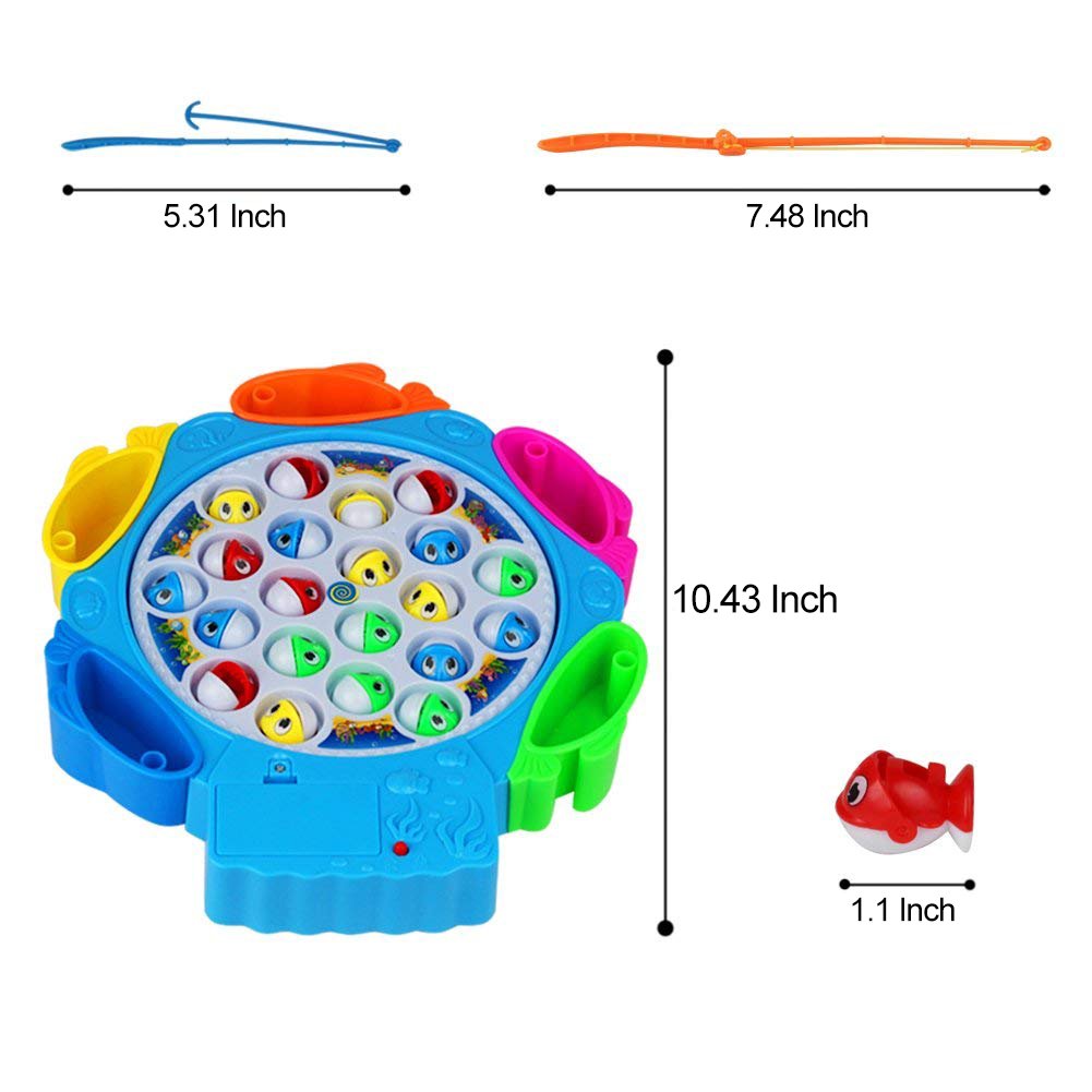 Fishing Game Toy, Electronic Rotating Music Colorful Fish Board Educational Training for Children Kids Toddles Boys Girls