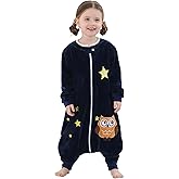 MICHLEY Baby Sleeping Bag Sack Long Sleeve with Feet Winter Swaddle Wearable Blanket for Boys Girls,Owl,3-5Years