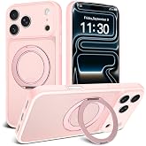Magnetic Case for iPhone 17 Pro Max With Magnetic Ring Stand, [Compatible with Magsafe] [Military Grade Drop Protection] Shockproof Phone Cover for iPhone 17 Pro Max Full Camera Protection 6.9" Pink