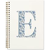 ShowDraven Blue Cute Initial Notebook Journals Diary Libretas Escolares E, Preppy Cute Personalized Notebook Gifts for Women Teen Girls Kids,Preppy Blue School Supplies for Girls 5.5x8.3