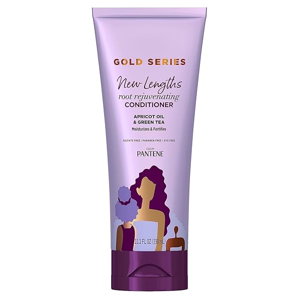 PANTENE GOLD SERIES ROOT REJUVENATING CONDITIONER WITH APRICOT OIL & GREEN TEA, MOISTURIZES & FORTIFIES, FOR NATURAL, TEXTURED, CURLY, COILY HAIR, SULFATE FREE, 11.1 FL OZ