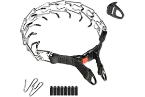 WOSKAR Prong Collar for Dogs, Adjustable Pinch Collar for Small Medium Large Dogs,Dog Martingale Collars(L,18”-20”)