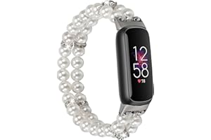 Wongeto Compatible with Fitbit Luxe Bands,Fashion Handmade Elastic Stretch Pearl Bracelet Women Replacement Strap for Fitbit Luxe accssorises