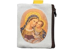 Catholic Rosary Pouch, St. Benedict & Medal Rosary Case, Jewelry & Coin Purse - Rosary Holder for Prayer Beads, Bolsa De Rosa