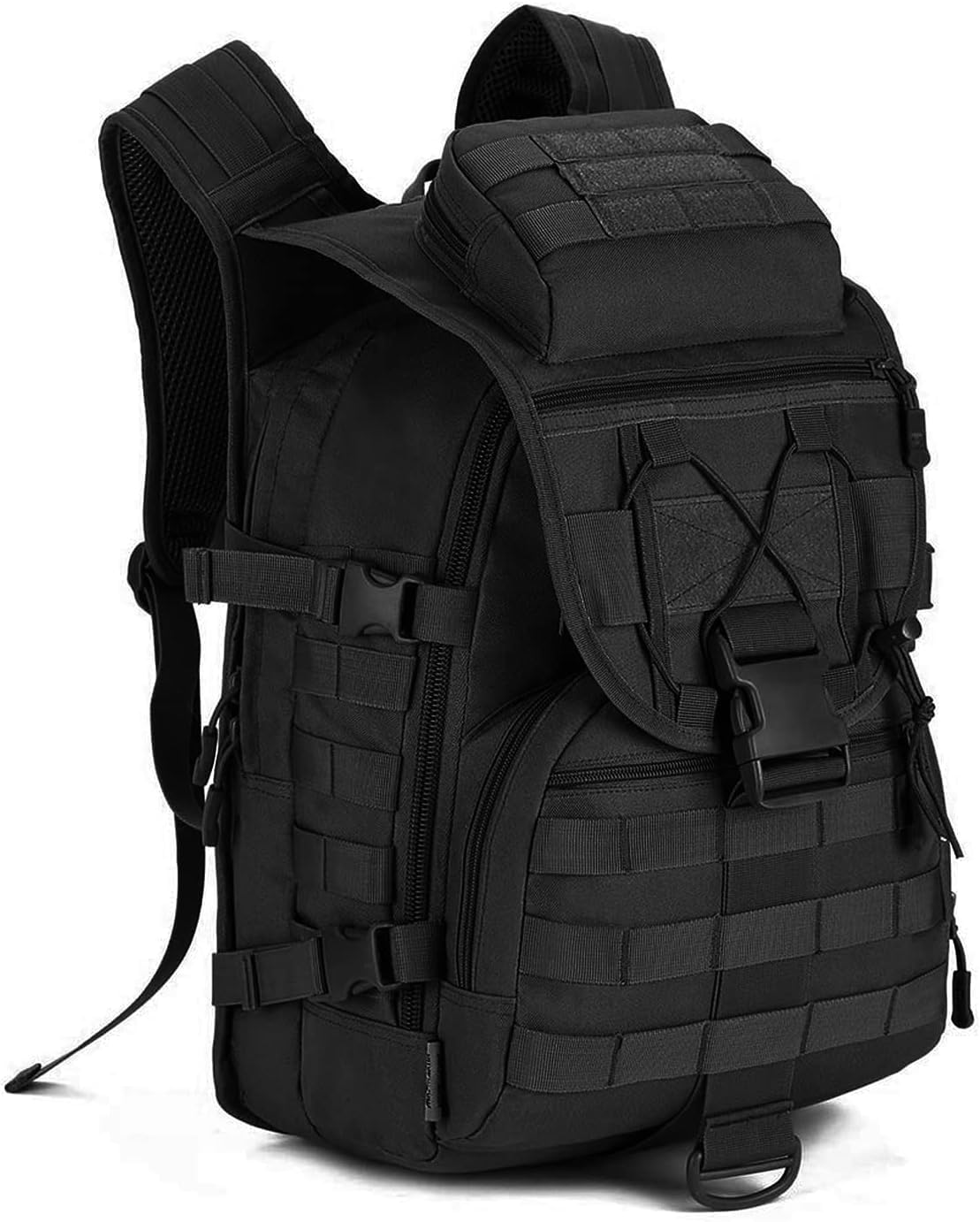 HUNTVP 45L Backpack Molle Waterproof Rucksack with a Waist Bag for Camping Hiking Trekking Hunting Traveling (45L Black)