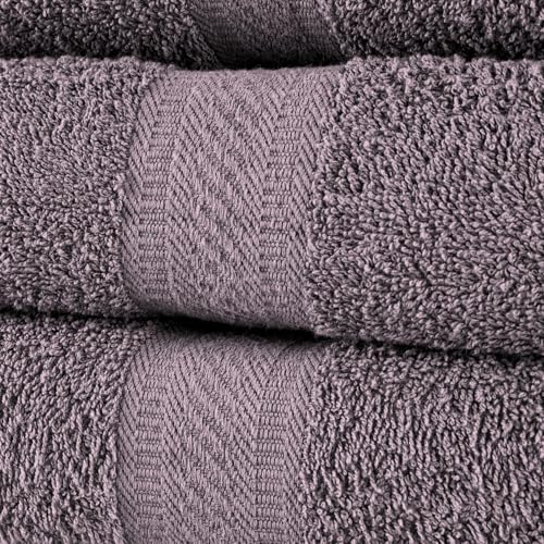 Sweet Needle Set of 6 Towels - 2 Bath Towels, 2 Hand Towels and 2 Washcloths Cotton Daily Use, Hotel Quality, Soft, Highly Absorbent, Quick Dry, Lightweight (Charcoal)