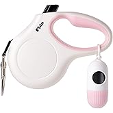 Fida Retractable Dog Leash with Dispenser and Poop Bags, 10 ft Pet Walking Leash for X-Small Dog or Cat up to 18 lbs, Anti-Sl