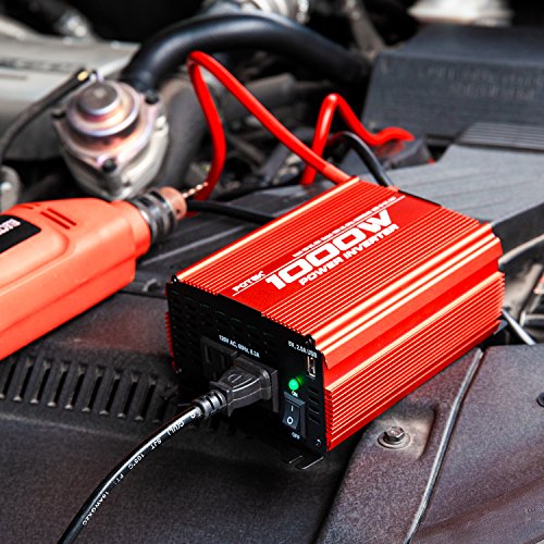 POTEK 1000W Power Inverter DC 12V to AC 110V Car Inverter Dual AC Outlets with 2A USB Output