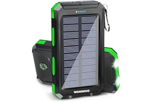 WONGKUO Solar Charger Power Bank - 𝟮𝟬𝟮𝟰 𝙐𝙥𝙜𝙧𝙖𝙙𝙚 36800mAh Solar Phone Charger, QC3.0 Fast Charger with LED Flashlight, IP65 Waterproof Portable Power Bank for Outdoor Activities