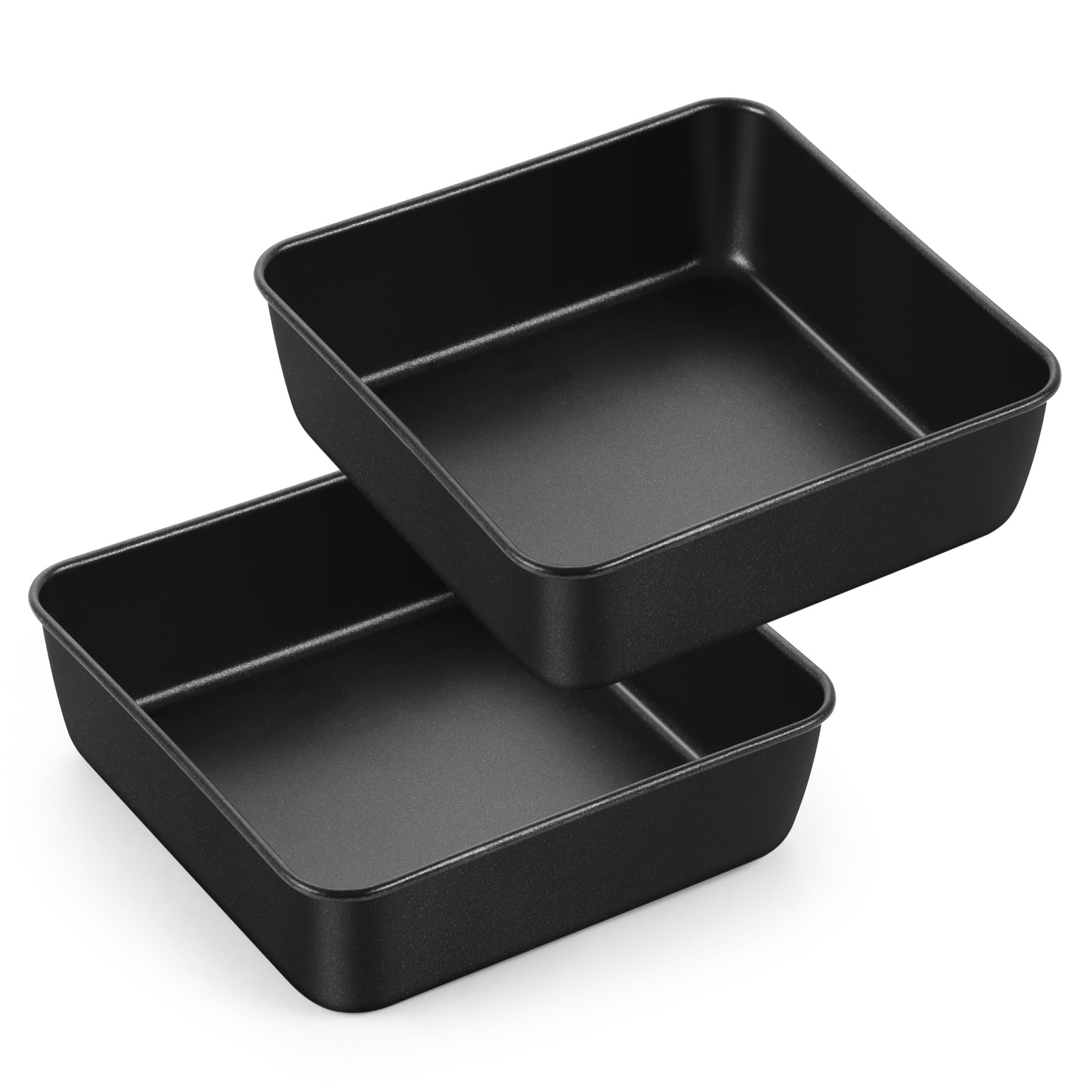 Homikit 6 Inch Square Cake Tin Set of 2, Stainless Steel Small Cake Baking Pans with Non-Stick Coating, Ideal for Layer Cakes/Tray Bakes/Lasagnas/Brownies, Oven and Air Fryer Safe, Easy Clean