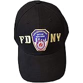 FDNY Men's Baseball Hat Officially Licensed Caps Fire Dept New York City (Black-99402b)