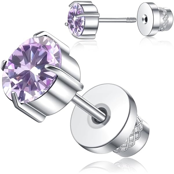Handmade Flat Back Stud Earrings: Hypoallergenic Threadless Flatback Small Earrings With 3 4 5 Mm Cubic Zirconia Surgical Steel Cartilage Piercing