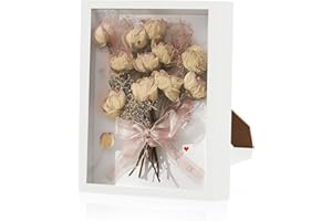 CAVWVTYU Shadow Box Frame Display Cases 8x10 - Deep Shadowbox Picture Frame with Galss 3D Display Wood Shadow Box Frame with Line Board (8x10-white 1Pack)