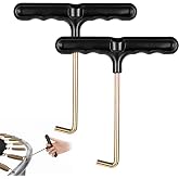 SULIKJHUI 2 Pack Trampoline Spring Puller Tool, Stainless Steel T-Hook | T-Hook with Plastic Handle for Safe Installation, Spring Puller Tool, Fits Most Trampoline Springs (Black &amp; Gold)