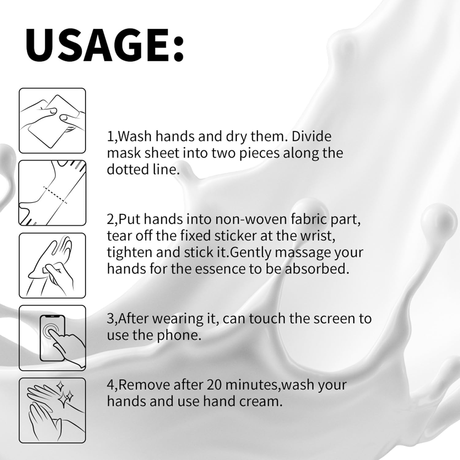 Hand Masks for Dry Hands Moisturizing Spa Hand Gloves Vaseline Shea Butter Milk Extract with Cream Lotion Rough Skin Repair Glove Hand Care 3 Packs