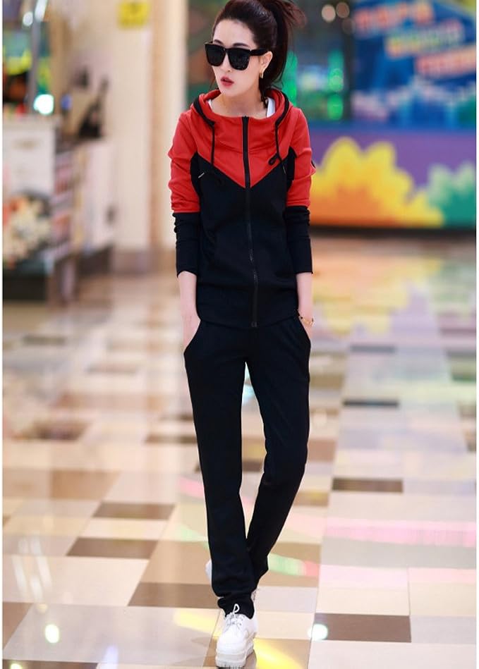 Amazon レディース ジャージ トレーニング スポーツウェア パーカー上下セットカジュアル部屋着 楽ちん コンビニ 散歩レディース 長袖 L 上下セット 通販