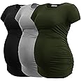 Smallshow Women's Maternity Tops Side Ruched Tunic T-Shirt Pregnancy Clothes