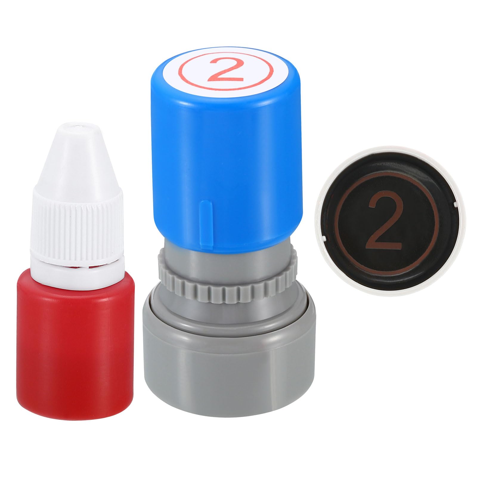 PATIKIL Number Stamps Self Inking, Numeral 2 Number Stamp Teacher Stamp Initial Stamp Ink Stamp for Class Notebook Scrapbooking DIY Craft Style 2, Red Ink
