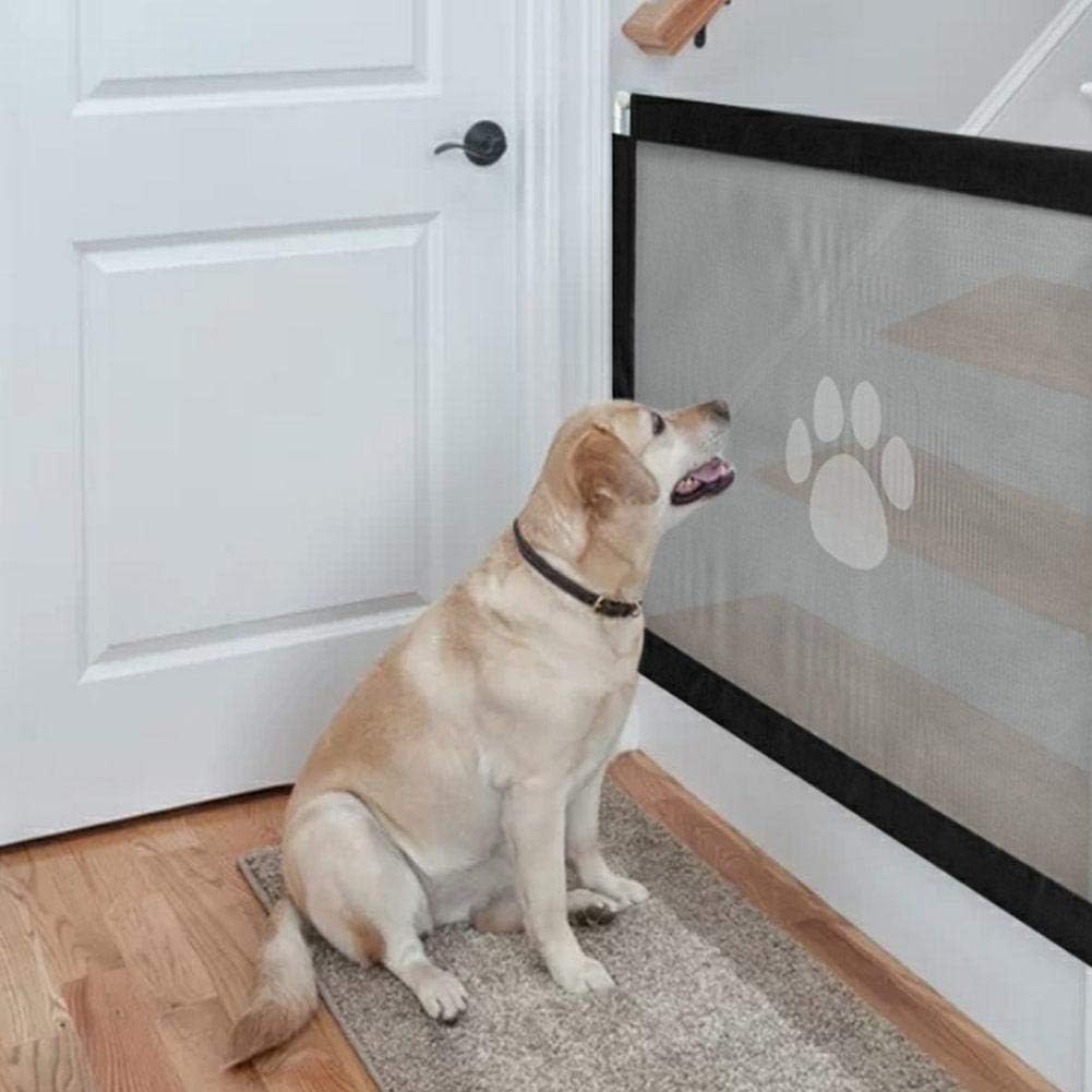 fagle magic gate for dogs stretchy pet barrier mesh folding baby safety fence