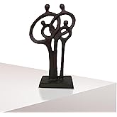 Wedding Bronze Statue 8,5 Inch - Cast Iron Sculptures and Statues for Home Decor - Aniversity Gifts for Men - Metal Art Decorative Objects - Cast Iron Sculpture - Contemporary Family of 4 Ring of Love