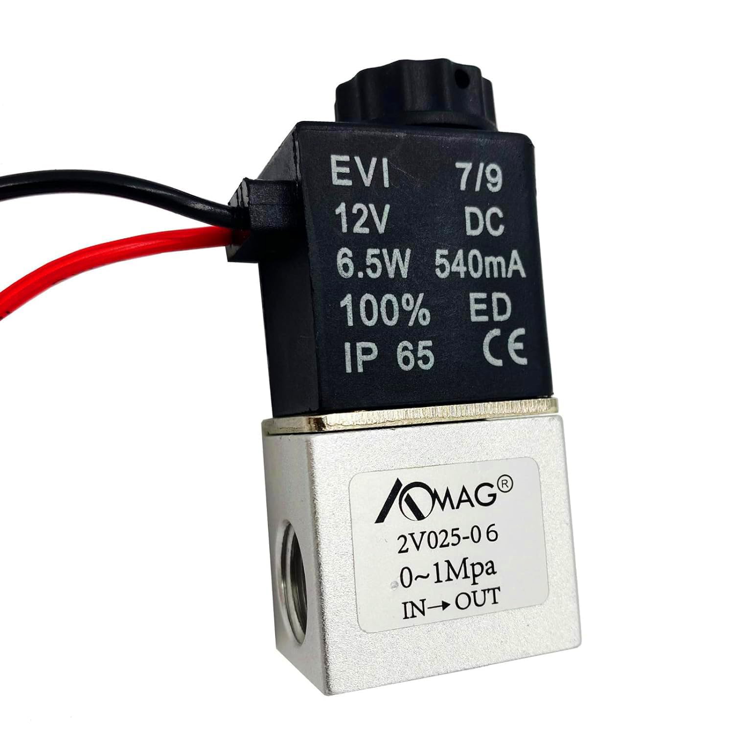 AOMAG® 1/8 inch DC 12V 2 Way Normally Closed Pneumatic Aluminum Electric Solenoid Air Valve