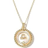 SELENICHAST 14K Gold Dainty Zodiac Necklace for Women,Gold Plated Rotatable 12 Constellation Astrology Necklaces Birthday Jewelry Gifts