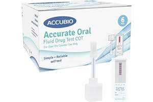 ACCUBIO 6 Pack Oral Fluid Drug Test COT，Cotinine Test for Men & Women, Single Panel Oral Nicotine/COT Test at Home, Highly Sensitive and Accurate, Cut-Off Level at 30 ng/mL