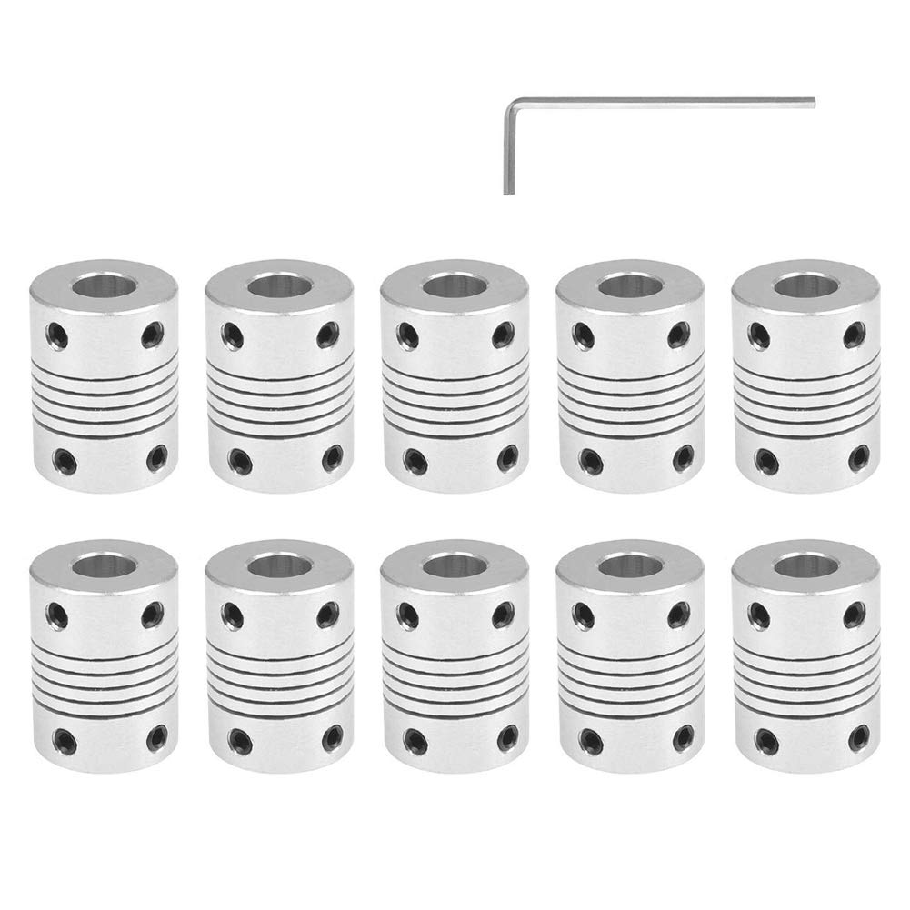 YIXISI 10 PCS Flexible Couplings 5mm to 8mm NEMA 17, Stepper Motor Coupler Aluminum Alloy Joint Connector, Shaft Coupler for RepRap 3D Printer or CNC Machine (Allen Wrench Included)