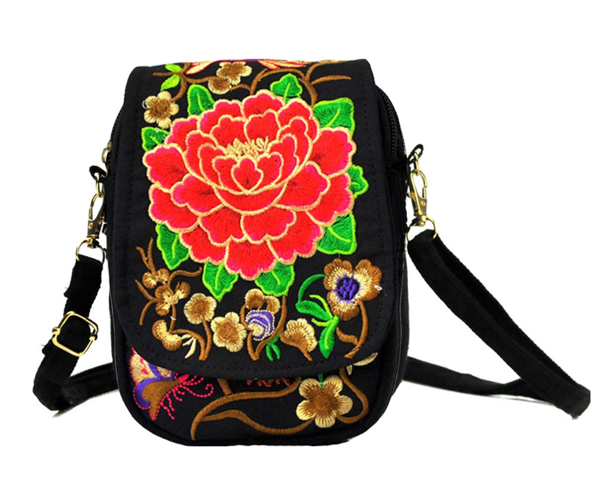 Eagsouni® Womens Embroidered Flowers Cross Body Bag Small Crossbody Phone Shoulder Bags Ethnic Style