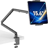 iPad Holder for Desk, Adjustable Tablet Arm iPad Desk Mount with C-Clamp | 30" Foldable Long Arm &amp; 360&deg; Rotation, Fits 4.7"-15.6" iPad Pro/Air/Mini, Phones &amp; 15.6" Portable Monitors For Desk/Bed Use
