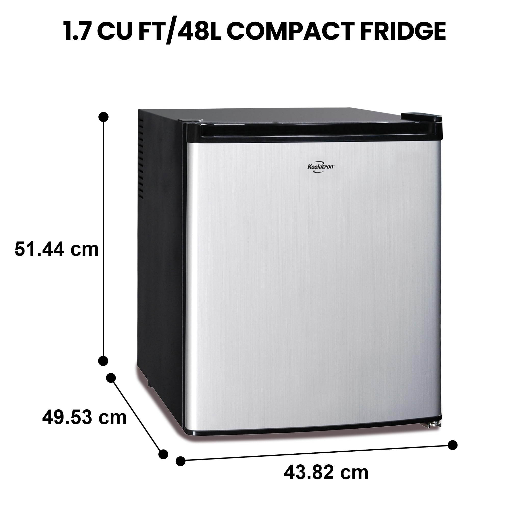 Koolatron 12V / 110V Refrigerator - Mini Fridge With Freezer For Trucks, Cool Storage For Kitchen, Bedroom, Office, Dorms, Compact Free Standing, Neveras Pequeñpara, 1.7 Cubic Feet Capacity, White