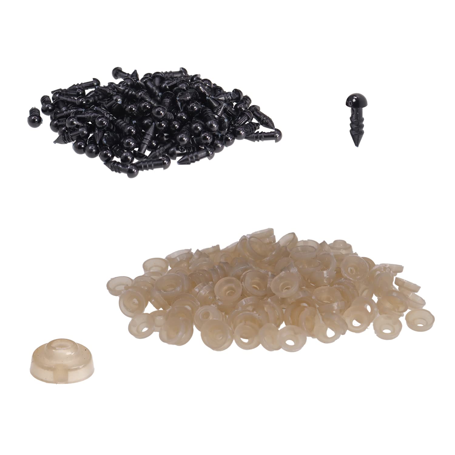 DBOO Safety Eyes with Washers 5MM Plastic Eyes Gasket Doll Making Supplies for Bear Plush Toy Animals Puppet DIY Craft(100PCS Eyes,100pcs Gasket)