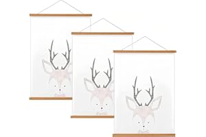 FALAMON 3 Pack Magnetic Poster Hanger Frame, Teak Wood Magnet Poster Frame for Posters, Prints, Photos, Pictures, Maps, Scrolls, and Canvas Artwork