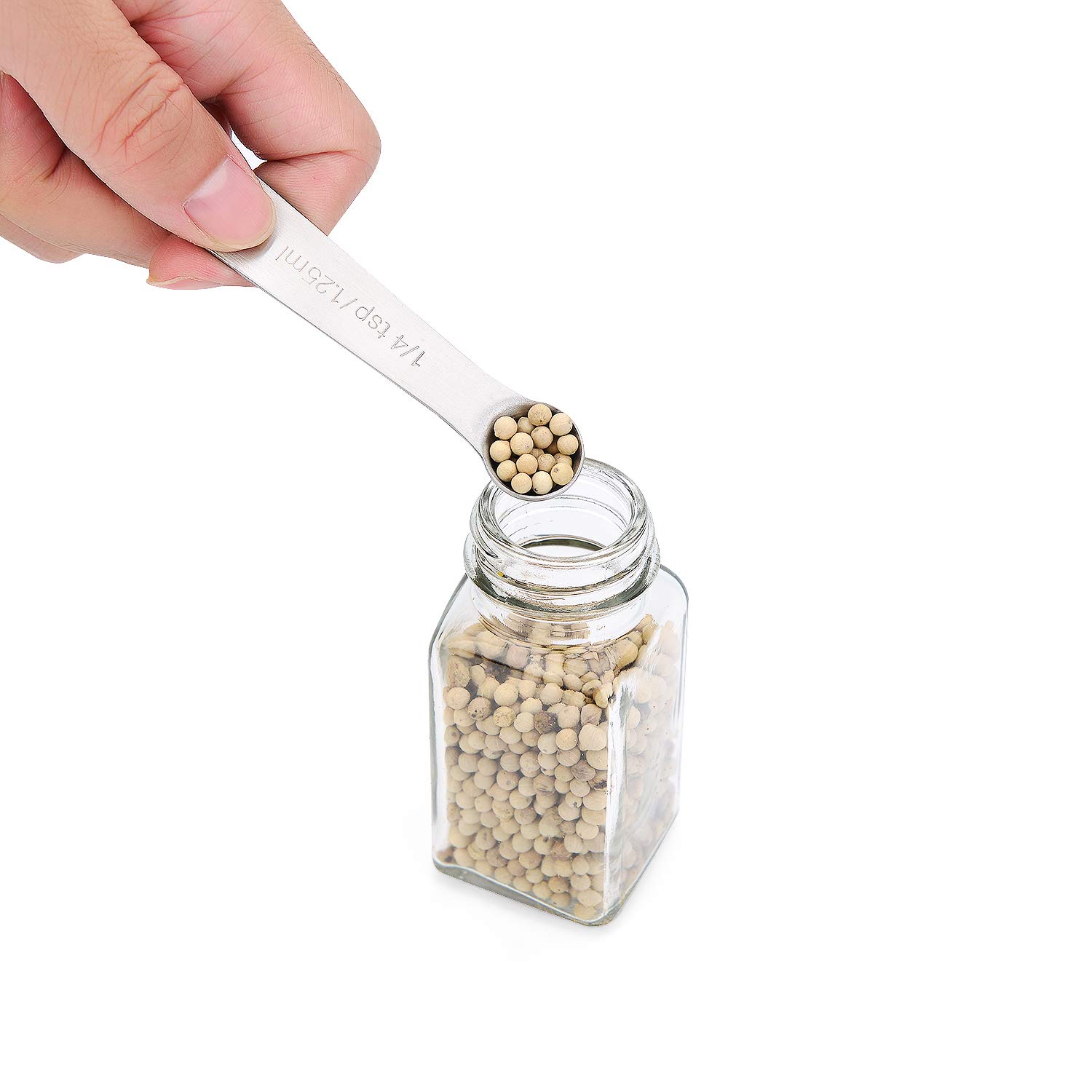 A Trifle Stainless Steel Metal Measuring Spoons, Set of 6 for Gift Measuring Dry and Liquid Ingredients