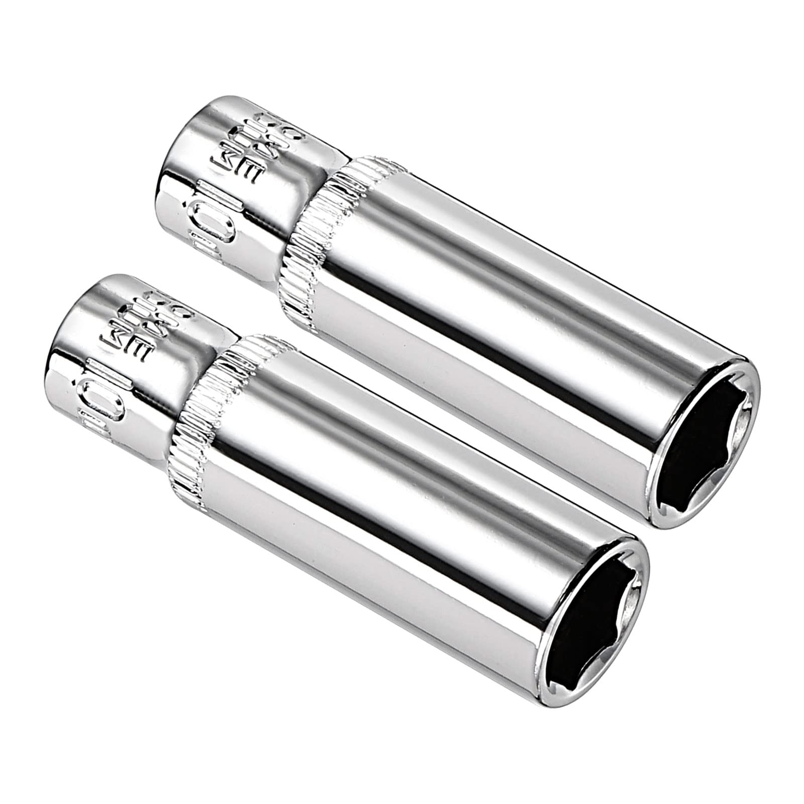 Kozelo 2pcs 6 Point Deep Socket - [1/4 Inch x 10mm] Square Drive for Car Mechanical Equipment Repair Use, CR-V Steel Metric Sizes