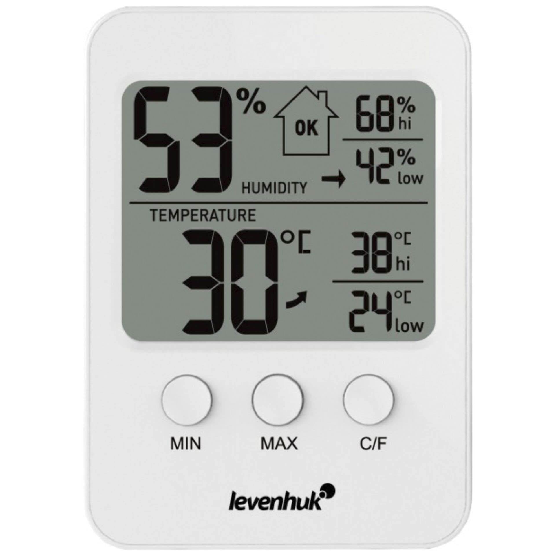 Levenhuk Wezzer BASE L30 White Wireless Digital Thermohygrometer with Built-in LCD Display and Comfort Level Scale
