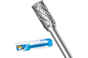 ASIEG TOOL SA-3 Tungsten Carbide Burr Rotary File Cylindrical Shape Double Cut for Die Grinder Drill Bits 1/4'' Inch Diameter of Shank and 3/8'' Inch Diameter of Cutter 3/4'' Inch Cutter Length
