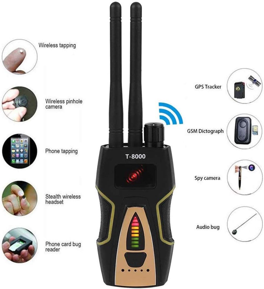 ANYWN Anti Spy Detector, RF Detector & Camera Finder, Bug Detector, Wireless Signal Pinhole Laser Lens GSM Tracking Device Ultra-high Sensitivity Full-Range Tracker Finder