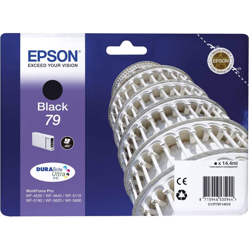Epson 79 Leaning of Pisa Black Genuine, Ink Cartridge DuraBrite Ultra, Standard