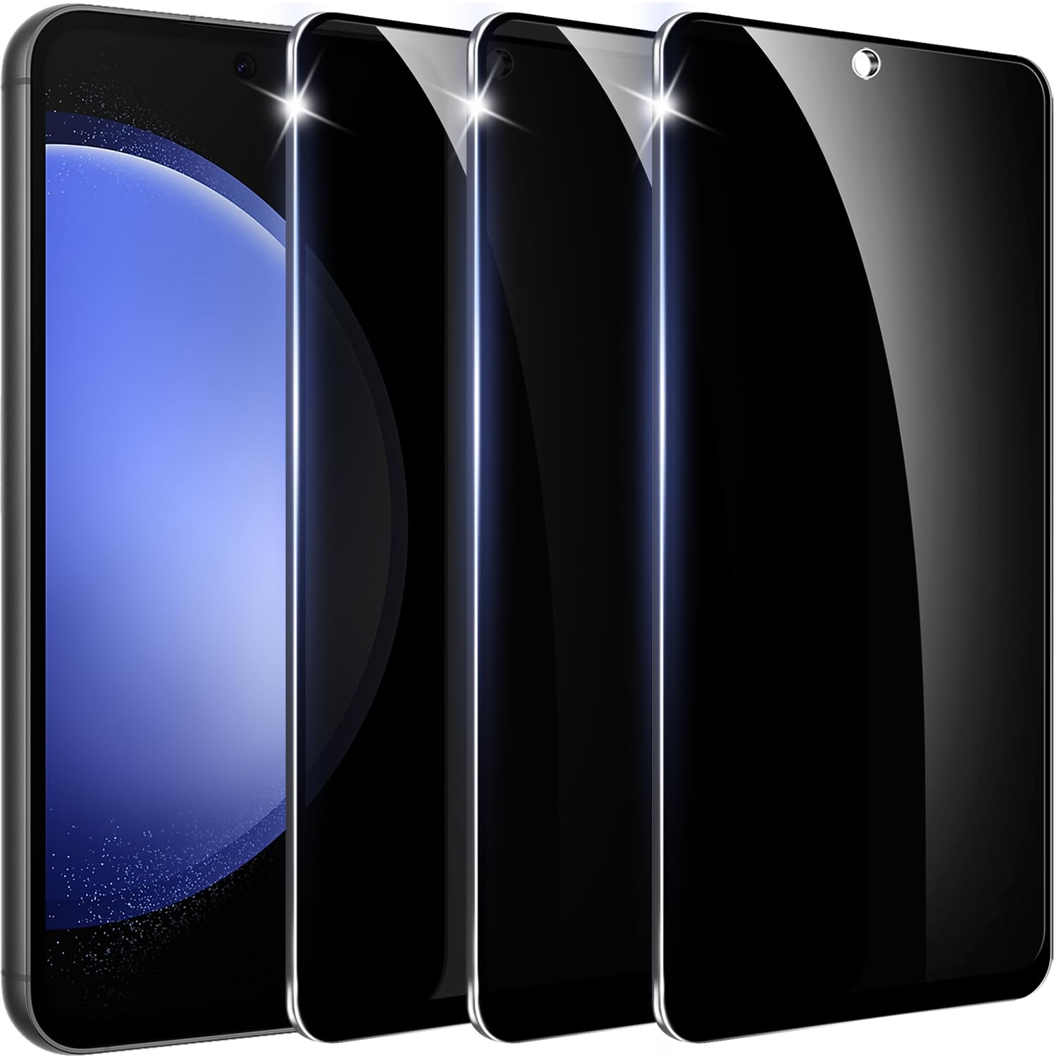 Amleute 【3+1 Pack】 Designed for Samsung Galaxy S23 FE Privacy Screen Protector,9H Tempered Glass【Not Support Fingerprint Unlock】 Anti-Spy Film Compatible with Samsung S23FE 5G