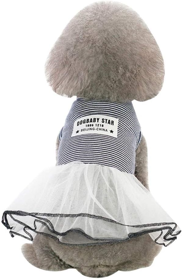 YiiJee Puppy Dog Cat Dress Pet Summer Dog Puppy Basic Dresses Vest Shirts Clothes Pink Grey Strips Colors Appeals Only for Small Dogs Cats Puppy Girl Females Black L