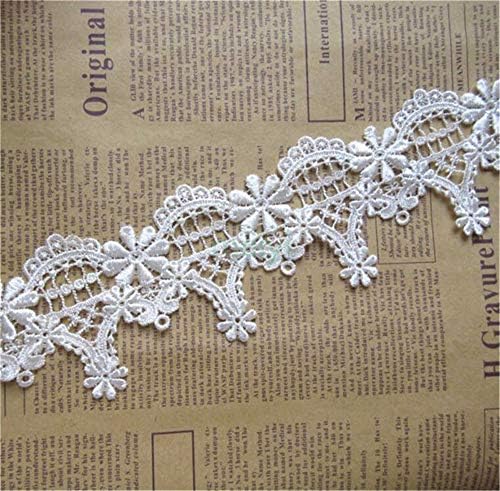3 Meters Lace Edging Trim Ribbon 2cm Width Vintage Style Off White Ivory Trimming Fabric Embroidered Applique Sewing Craft Wedding Bridal Dress Party Clothes Decor (Venice Floral Lace(6.5cm, 2-1/2"))