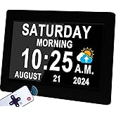 【Upgraded】 19 Alarms Dementia Clock 2.0 with Voice Talking Time, Auto DST, 20 Custom Reminders, 10-Level Dimmer, Sleep Traine