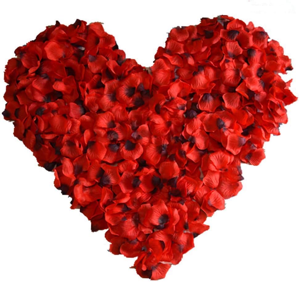 3000 pcs Rose Petals, Miss Team Silk Artificial Rose Petals Red Confetti for Wedding Decoration, Valentine's Day and Romantic Party (Dark Red)