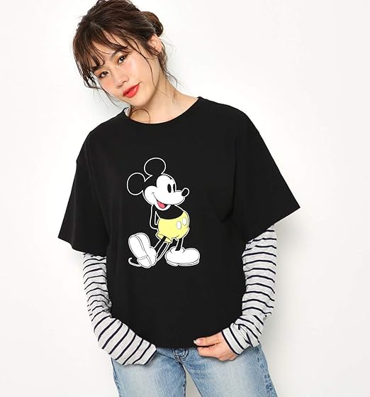 Amazon ロデオクラウンズ Rodeo Crowns Mickey ネオン Tシャツ 050bsa01 0080 レディース ブラック Free Tシャツ カットソー 通販
