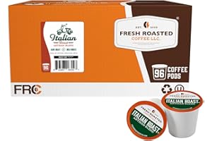Fresh Roasted Coffee, Italian Roast, Dark, 96 Pods for K Cup Brewers